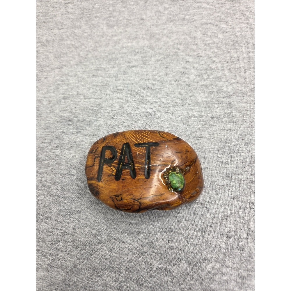 Handmade White Oak Wood Resin Turquoise Pat Name Belt Buckle One of a Kind